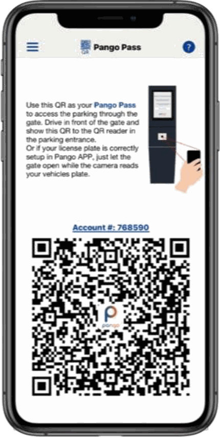Pantalla de PANGO Pass con el QR en la app de PANGO